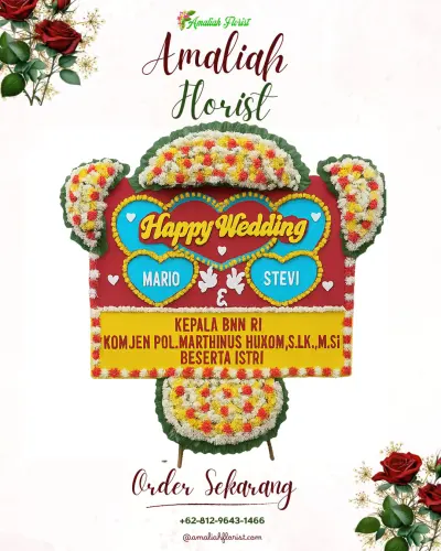 Karangan Papan Bunga Pernikahan di Oi Fo'o